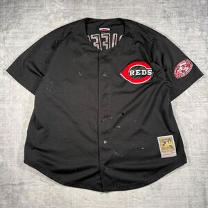 Cincinnati Reds Jersey Mens 2XL Black Ken Griffey Jr #30 Mitchell & Ness MLB